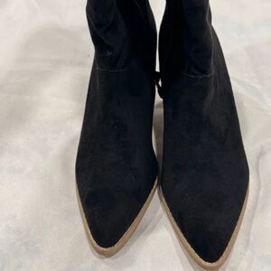 Willow Black Pointed Toe Suede-Look Ankle Boots